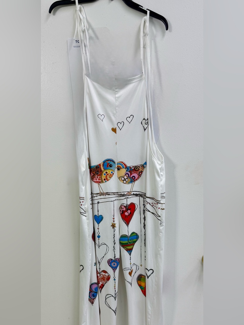Festival Boho White Printed Heart & Bird Jumpsuit XL